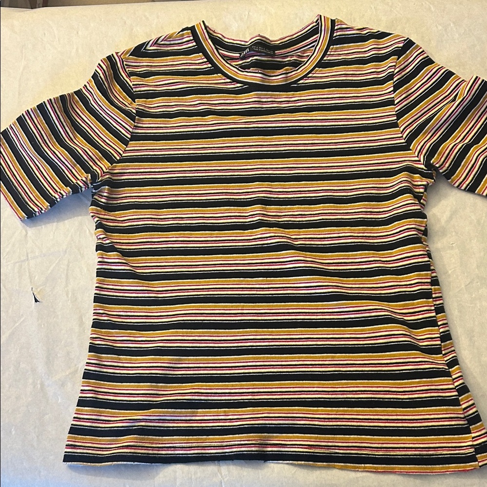 Zara Multicolor Striped Short Sleeve Tee